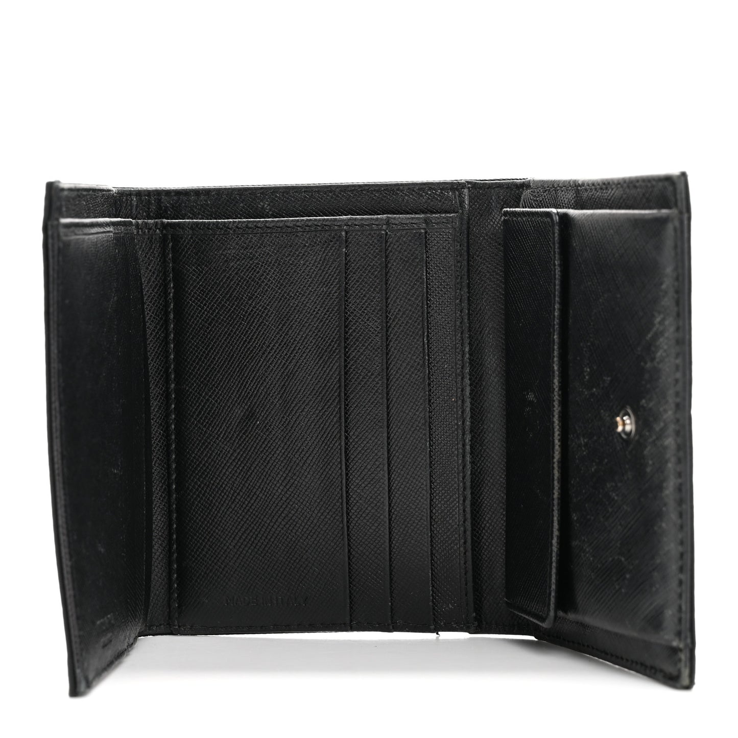 Tessuto Nylon Tri-Fold Compact Wallet  Black