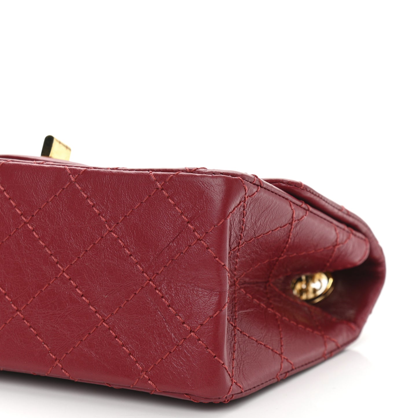 Aged Calfskin Quilted 2.55 Reissue Mini Flap Red