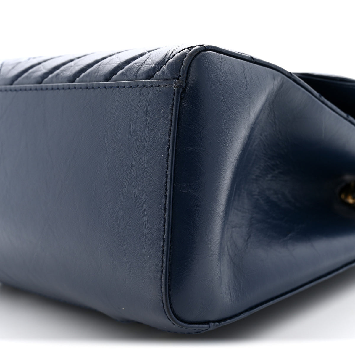 Aged Calfskin Chevron Quilted Backpack Navy
