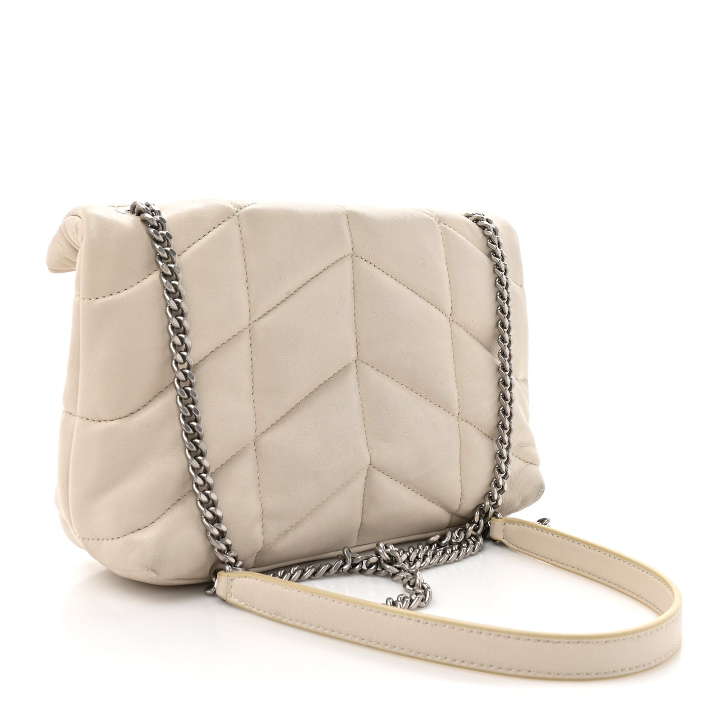 Lambskin Quilted Toy Loulou Puffer Monogram Chain Satchel Crema Soft Crema Soft
