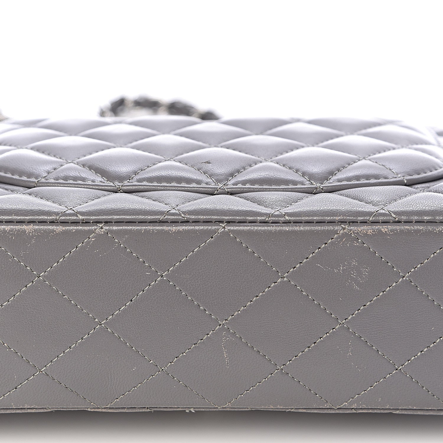 Chanel Lambskin Quilted Medium Double Flap Grey 19 of 21