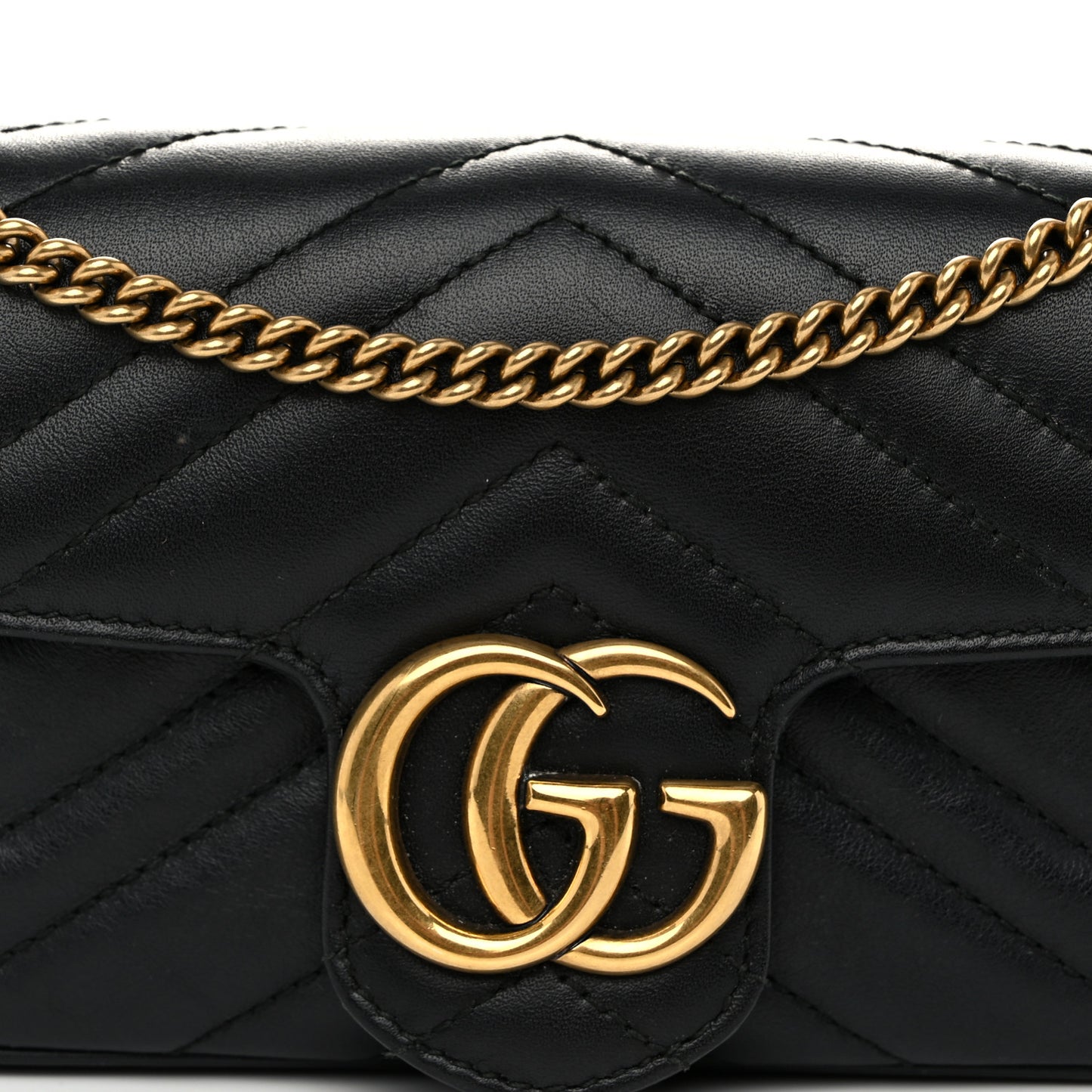 Calfskin Matelasse Super Mini GG Marmont Shoulder Bag Black