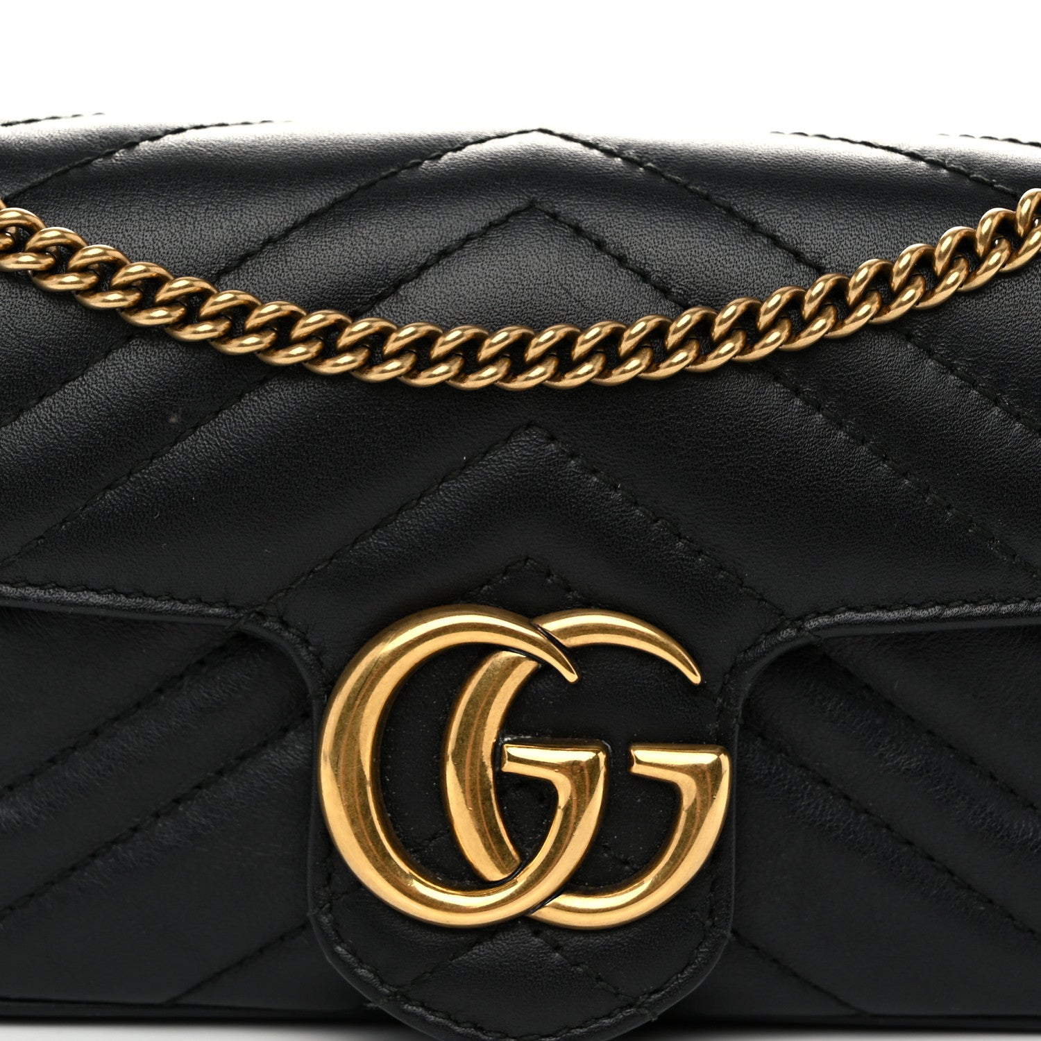 Gucci Calfskin Matelasse Super Mini GG Marmont Shoulder Bag Black 8 of 10