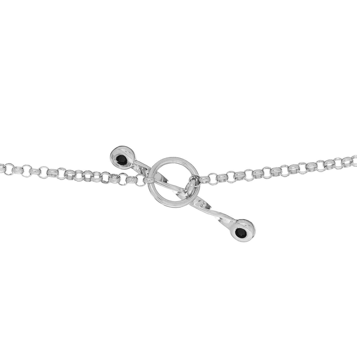18K White Gold Diamond Black Sapphire Butterfly Pendant Necklace
