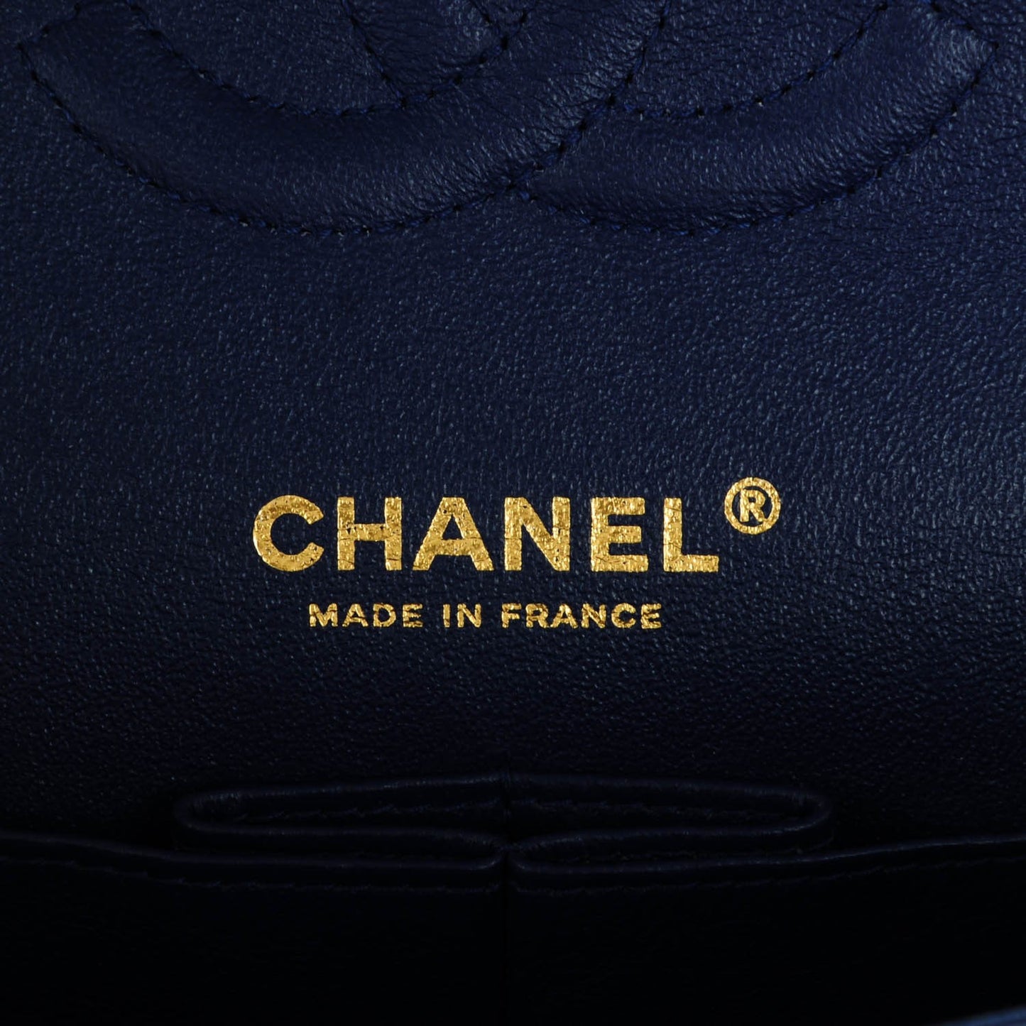 Lambskin Chevron Quilted Medium Double Flap Blue