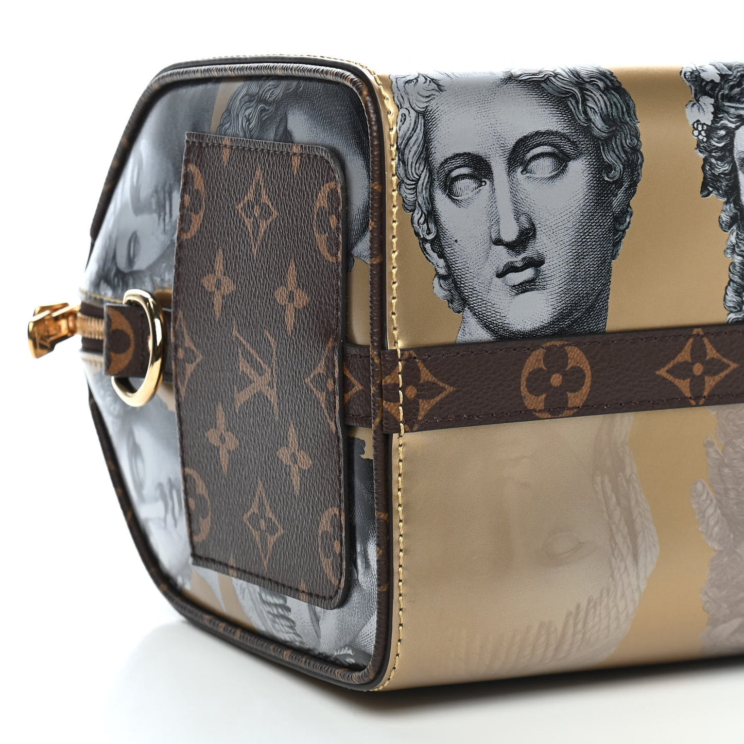 X FORNASETTI Calfskin Fornasetti Speedy Bandouliere 25 Gold