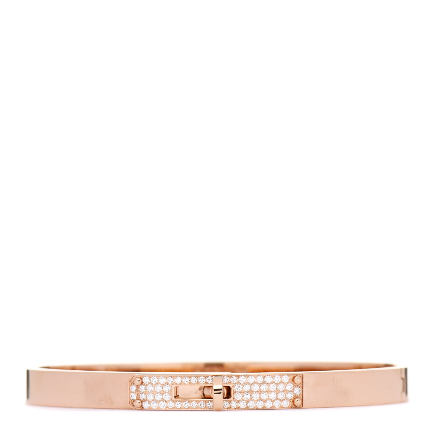 Hermes 18K Rose Gold Diamond PM Kelly Pave Bracelet SH 1 of 5