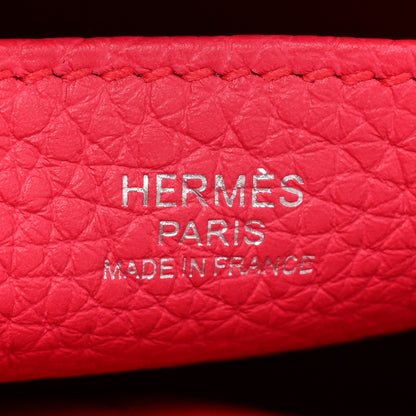 Hermes Taurillon Clemence Halzan 25 Rouge De Coeur Rose Extreme 7 of 9
