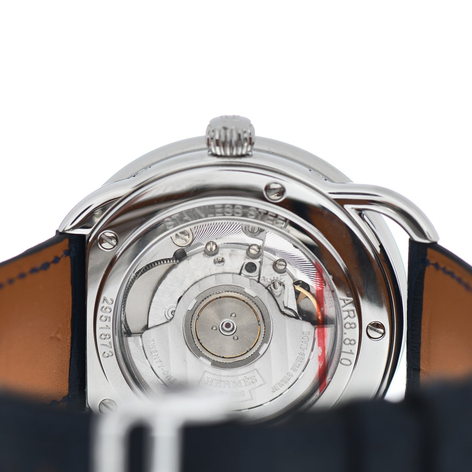 Hermes Stainless Steel Alligator 43mm Arceau Grande Lune Automatic Watch Bleu Abysse 4 of 5