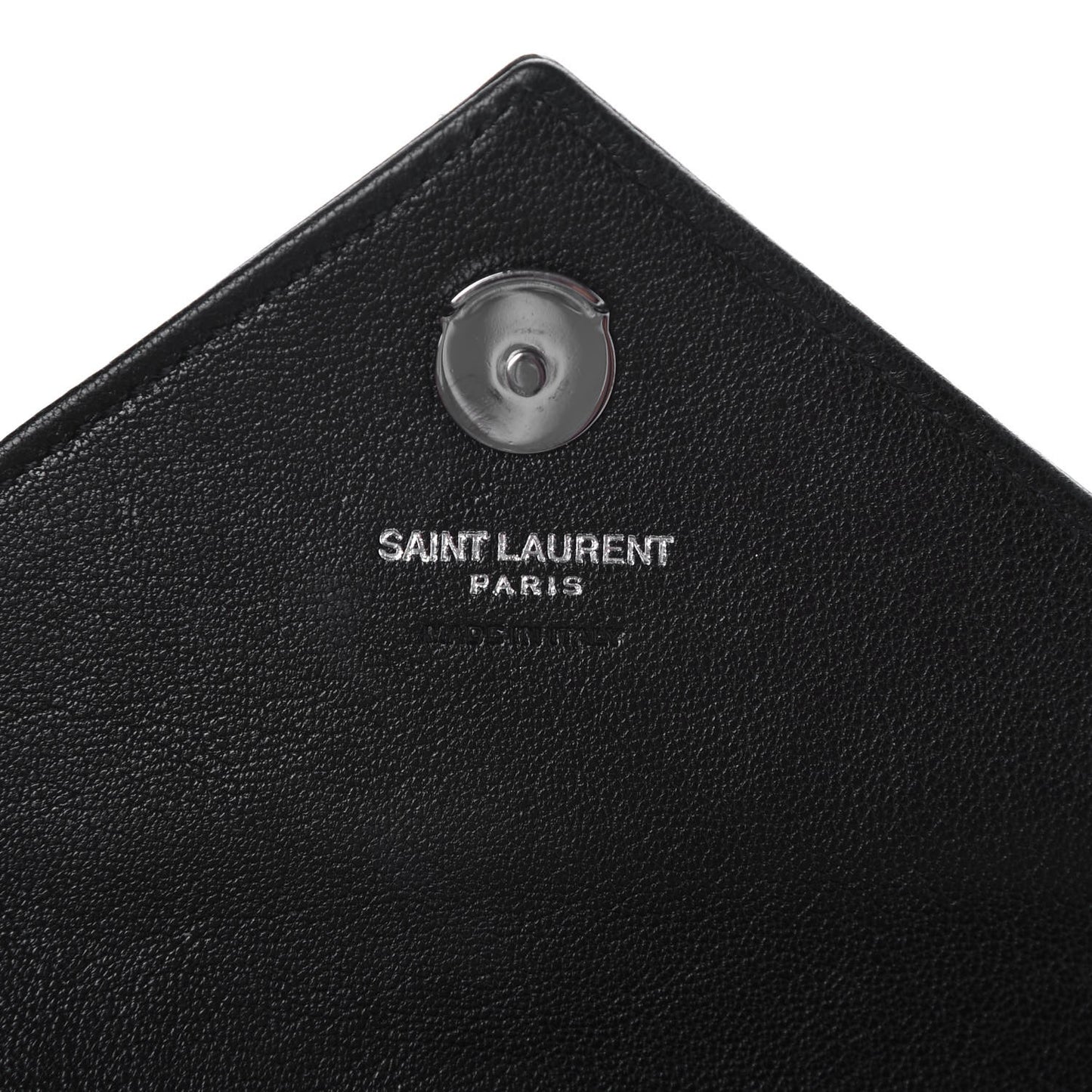 Sheepskin Matelasse Chevron Monogram College Chain Wallet Black