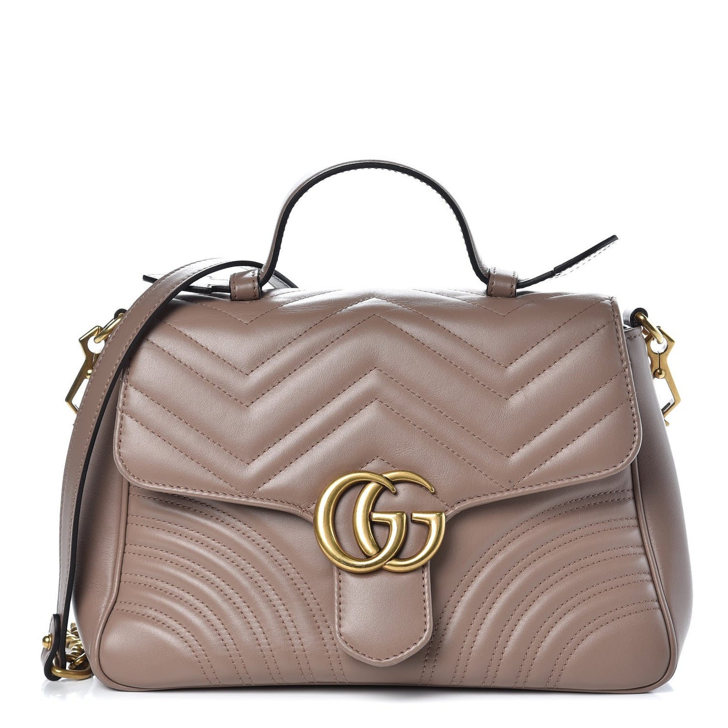 Calfskin Matelasse Small GG Marmont Top Handle Shoulder Bag Porcelain Rose