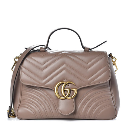 Gucci Calfskin Matelasse Small GG Marmont Top Handle Shoulder Bag Porcelain Rose 1 of 15