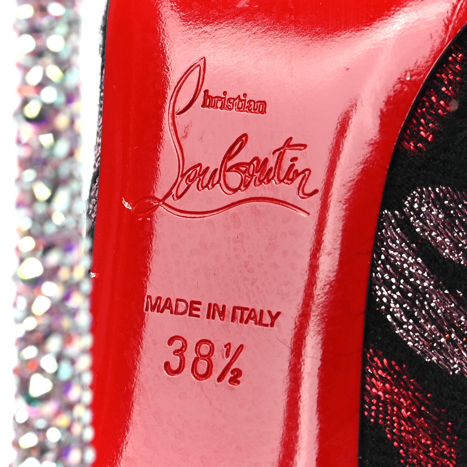 Christian Louboutin Metallic Lurex Lips Print Strass Cosmopump 120 Pumps 38.5 Black 6 of 8