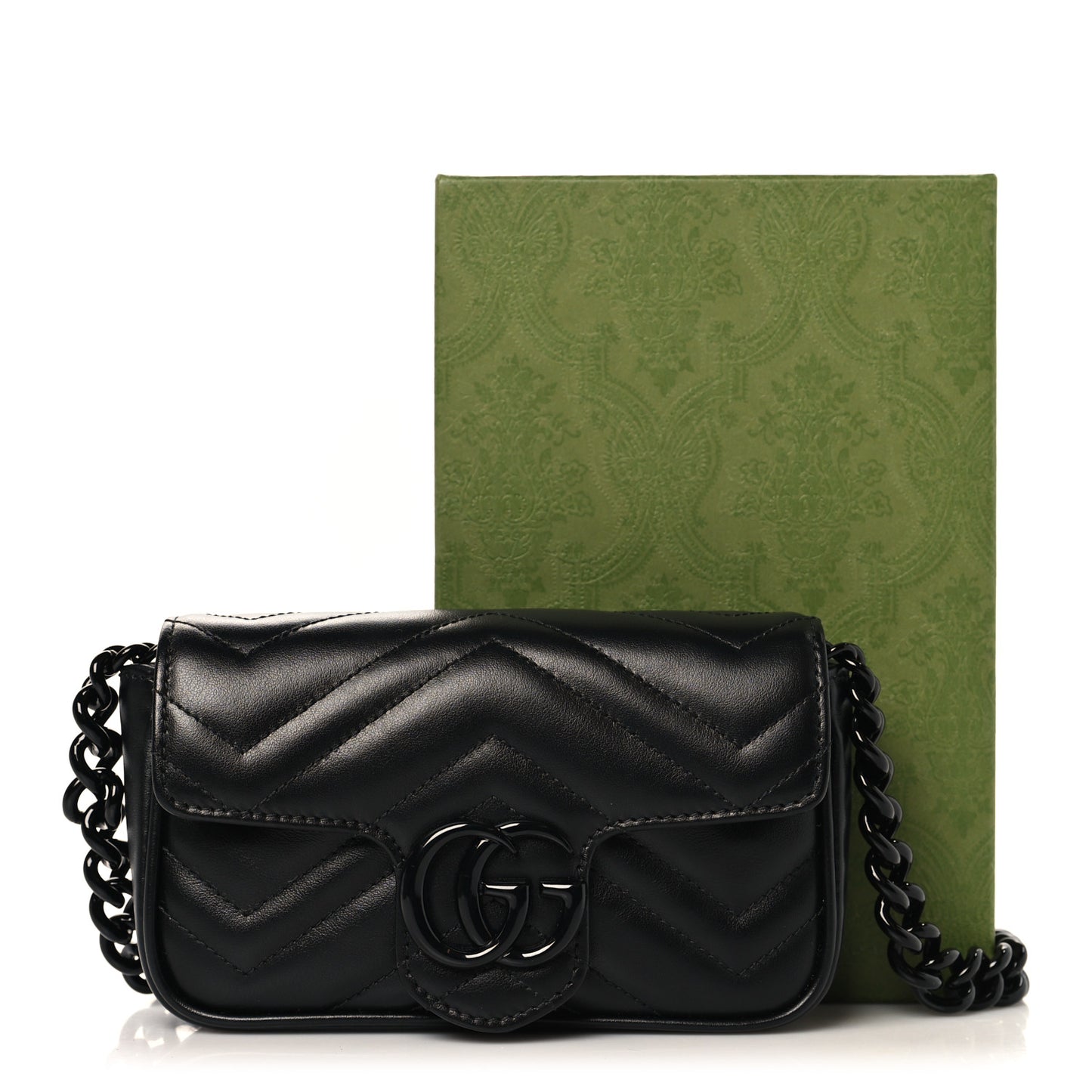 Calfskin Matelasse Monochrome GG Marmont Chain Belt Bag Black