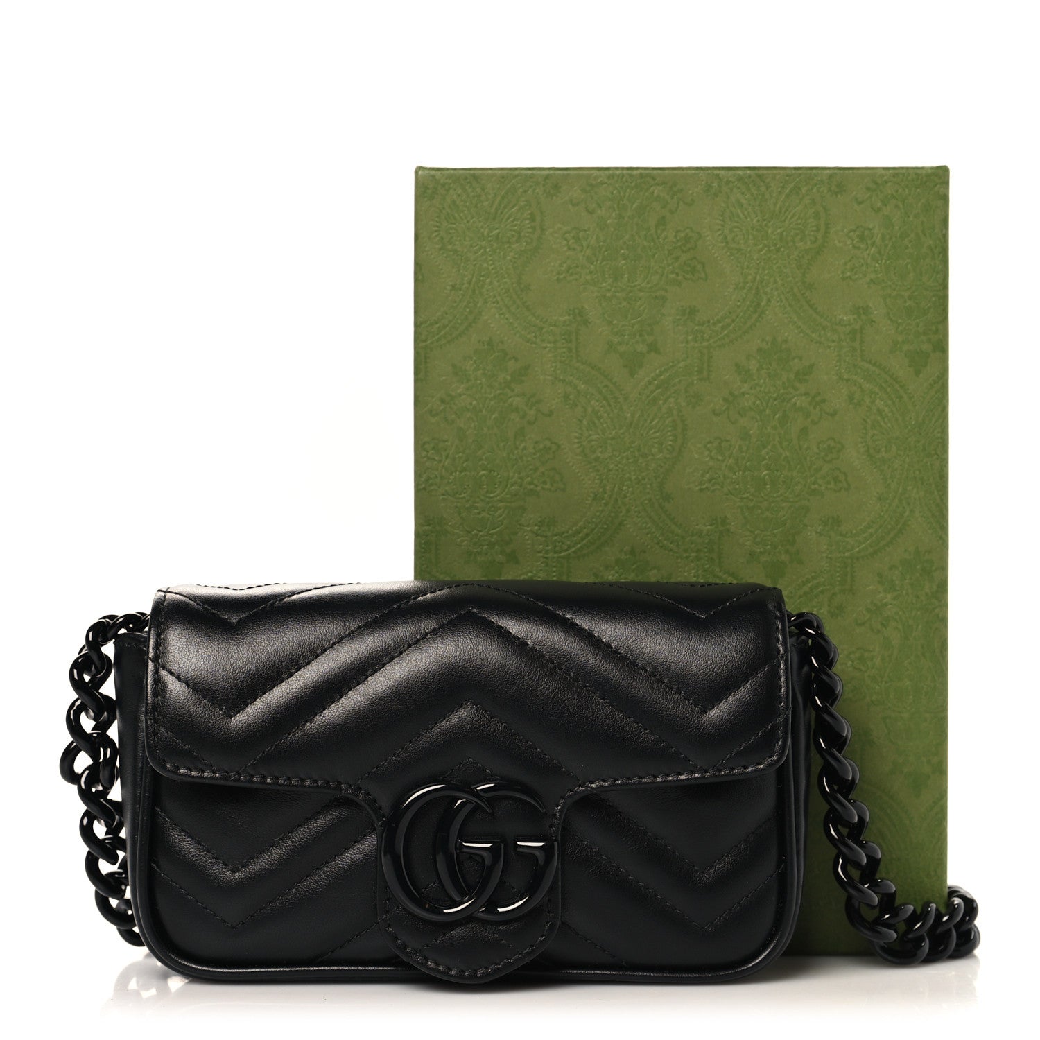 Gucci Calfskin Matelasse Monochrome GG Marmont Chain Belt Bag Black 10 of 10