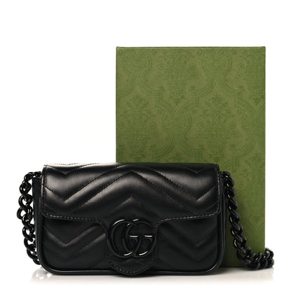 Gucci Calfskin Matelasse Monochrome GG Marmont Chain Belt Bag Black 10 of 10