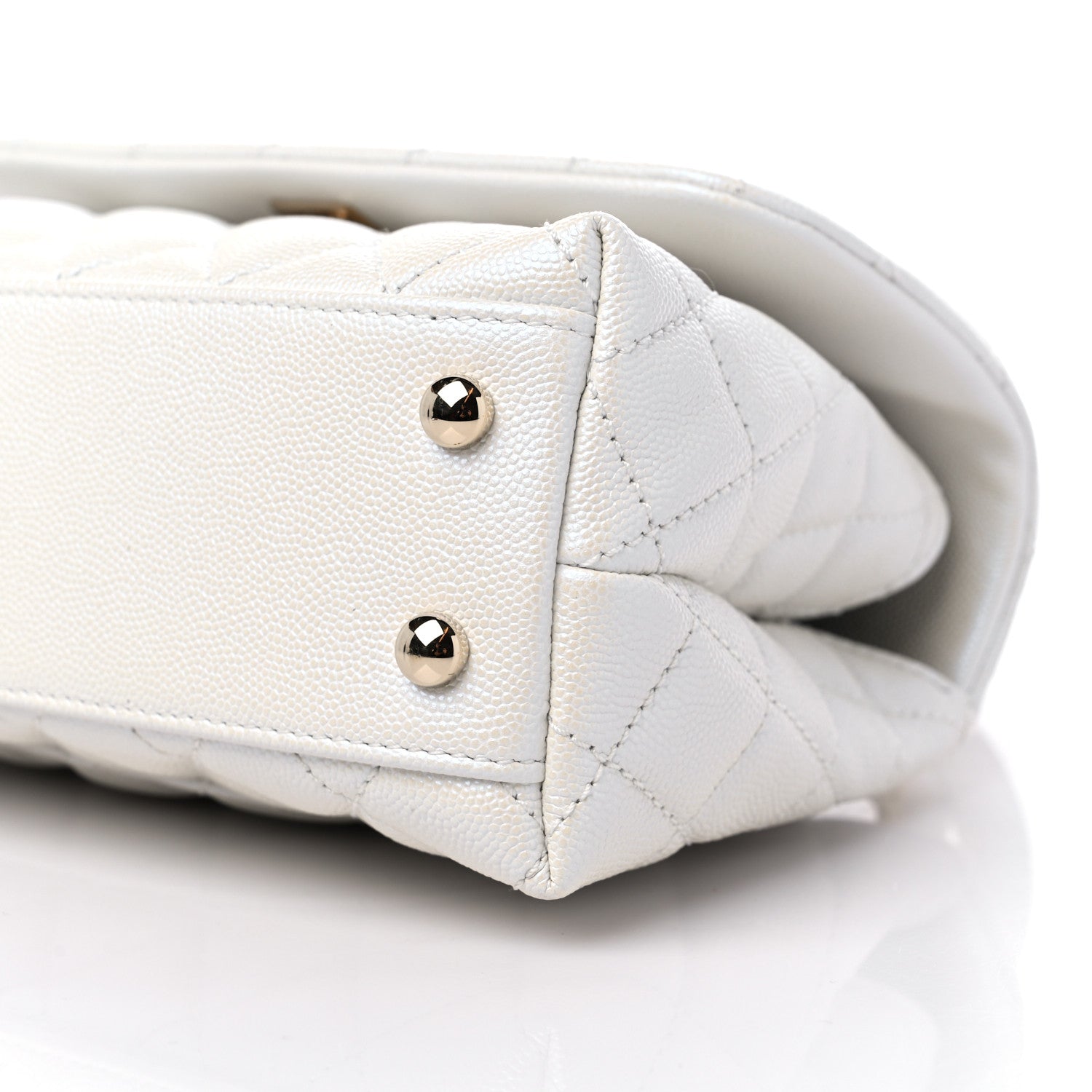 Chanel Iridescent Caviar Quilted Mini Coco Handle Flap White 9 of 9