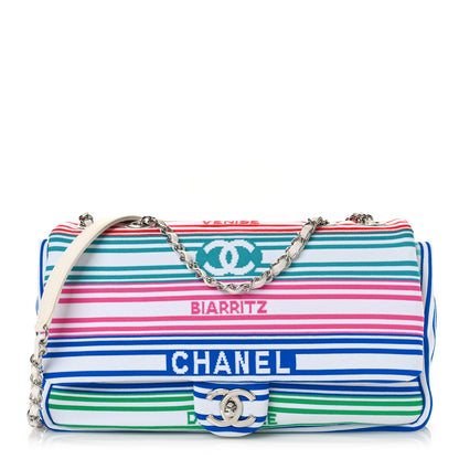 Chanel Mixed Fibers Lambskin Venise Biarritz Flap Bag Multicolor White 1 of 9