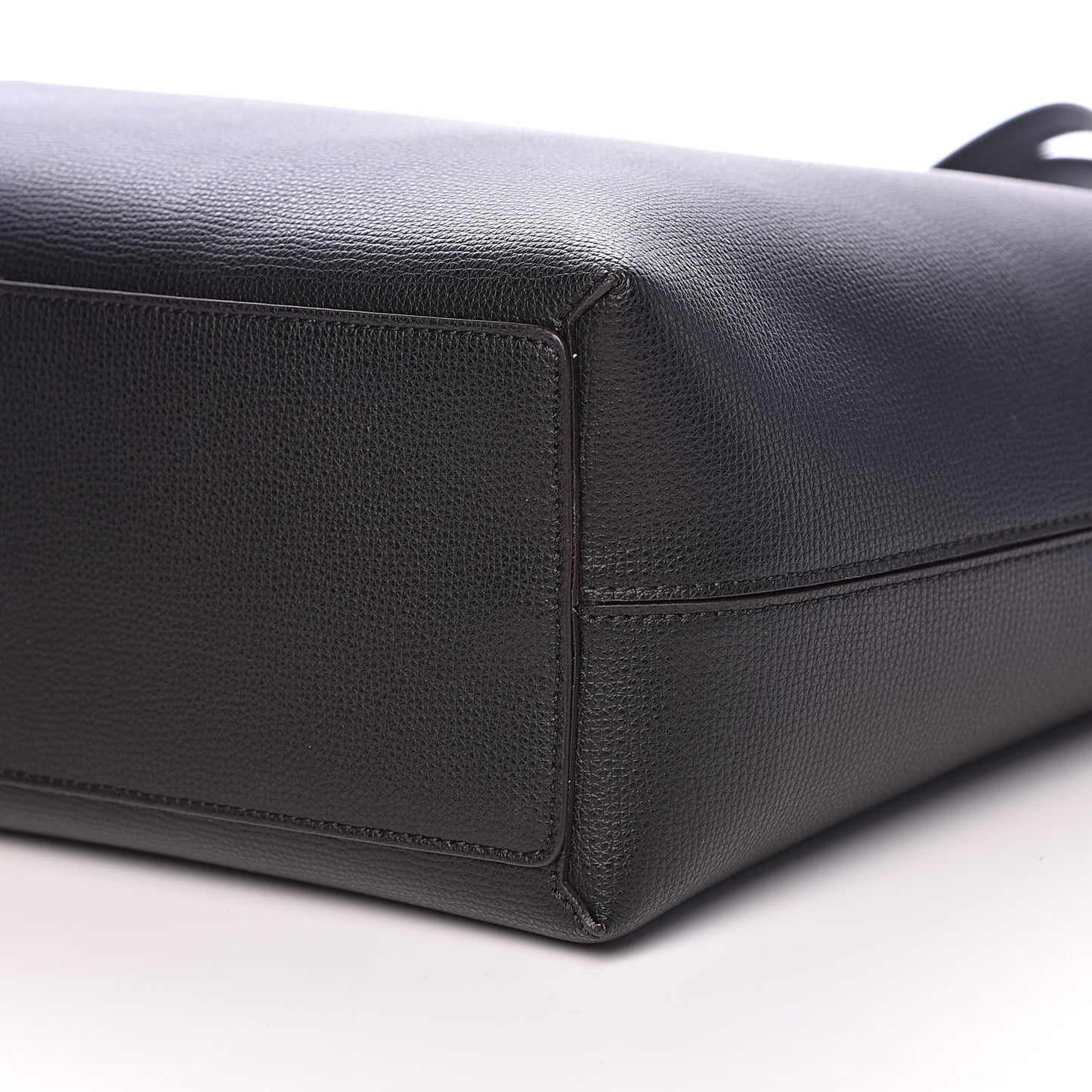 Grainy Calfskin Haymarket Check Medium Reversible Tote Black
