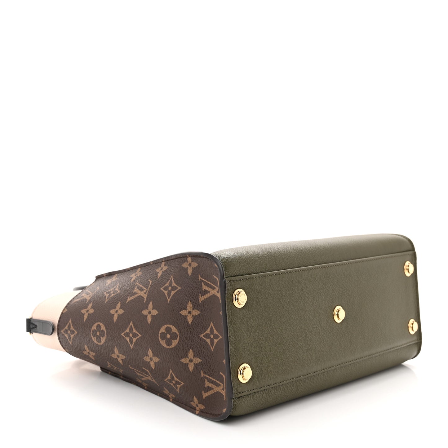 Calfskin Monogram On My Side MM Laurier Green Toffee Latte Beige