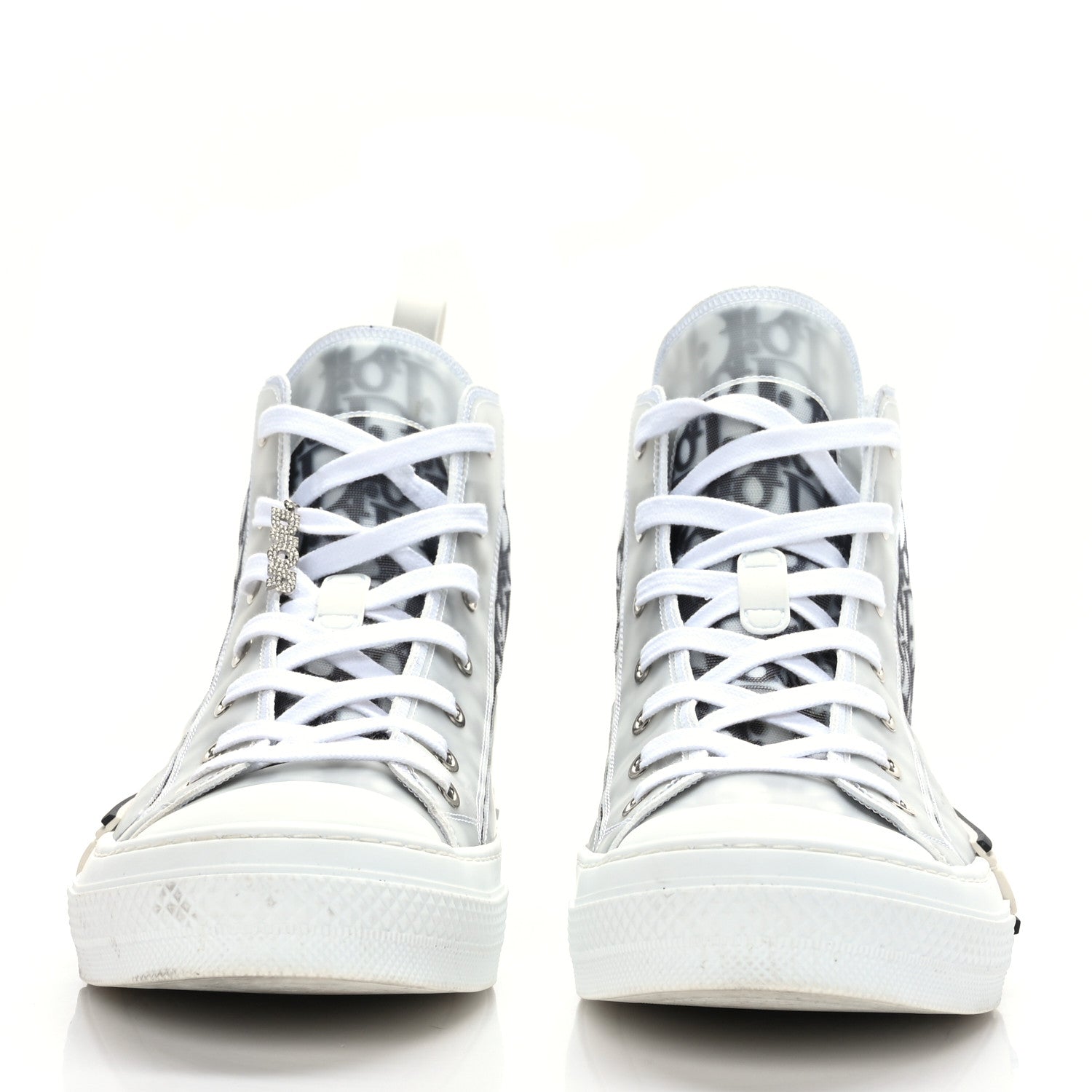 Christian Dior Technical Canvas Oblique Mens B23 High Top Sneakers 45 White Black 1 of 7