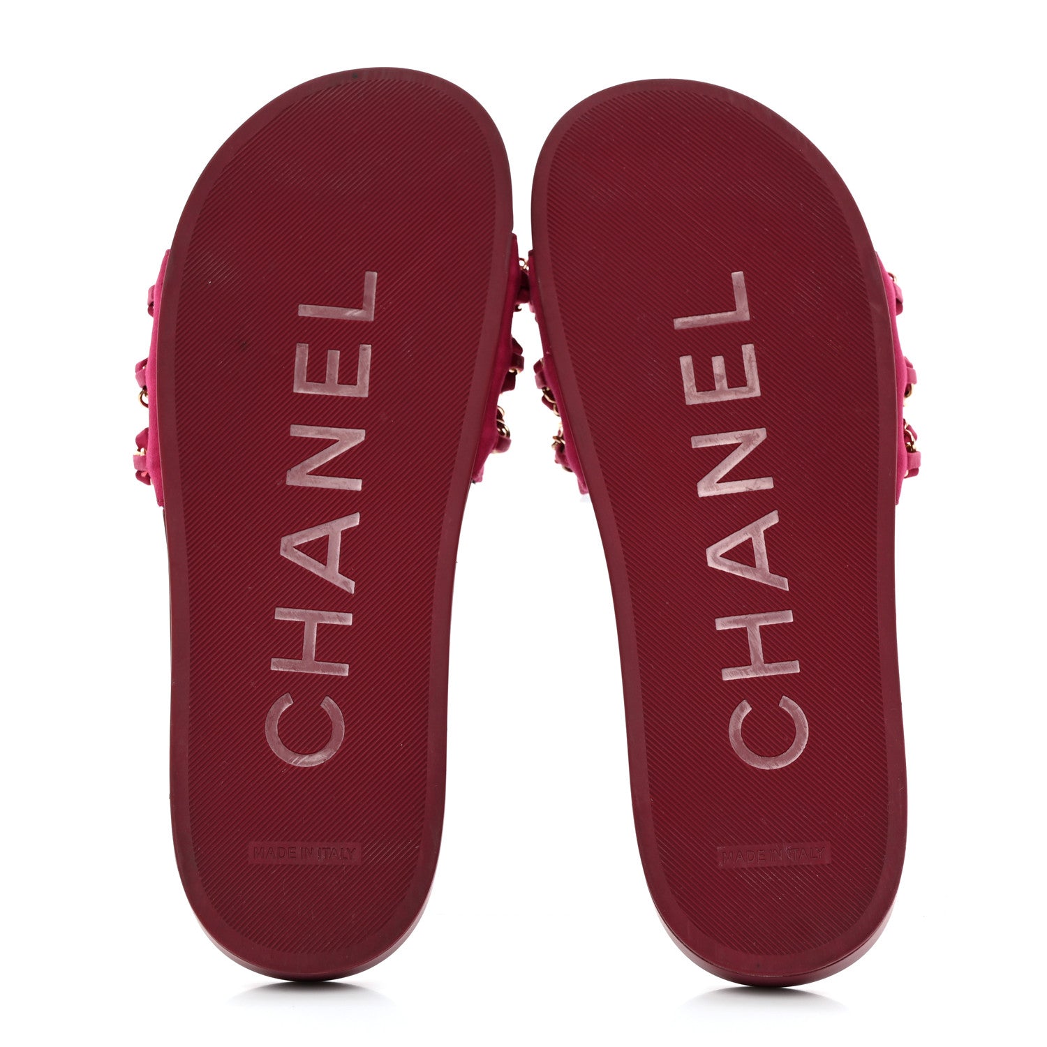 Chanel Satin Chain Flat Sandals 39 Dark Fuchsia 5 of 9
