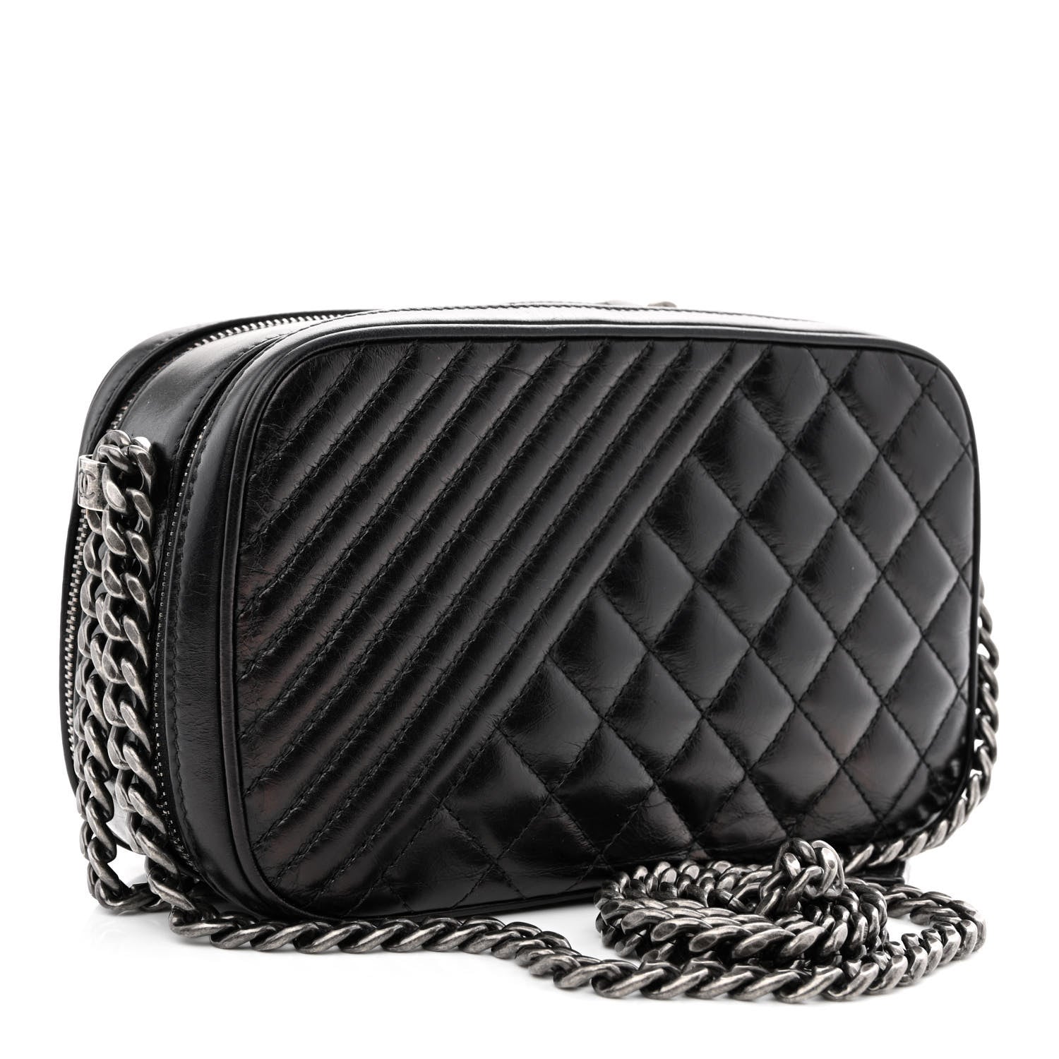 Chanel Glazed Calfskin Small Coco Boy Camera Case Black 3 of 12
