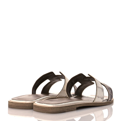 Hermes Matte Niloticus Crocodile Himalaya Oran Sandals 37 Blanc 4 of 9