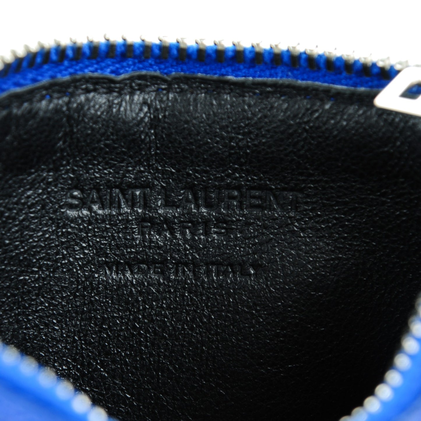 Grained Calfskin 5 Fragments Zip Pouch Card Holder Ultramarine