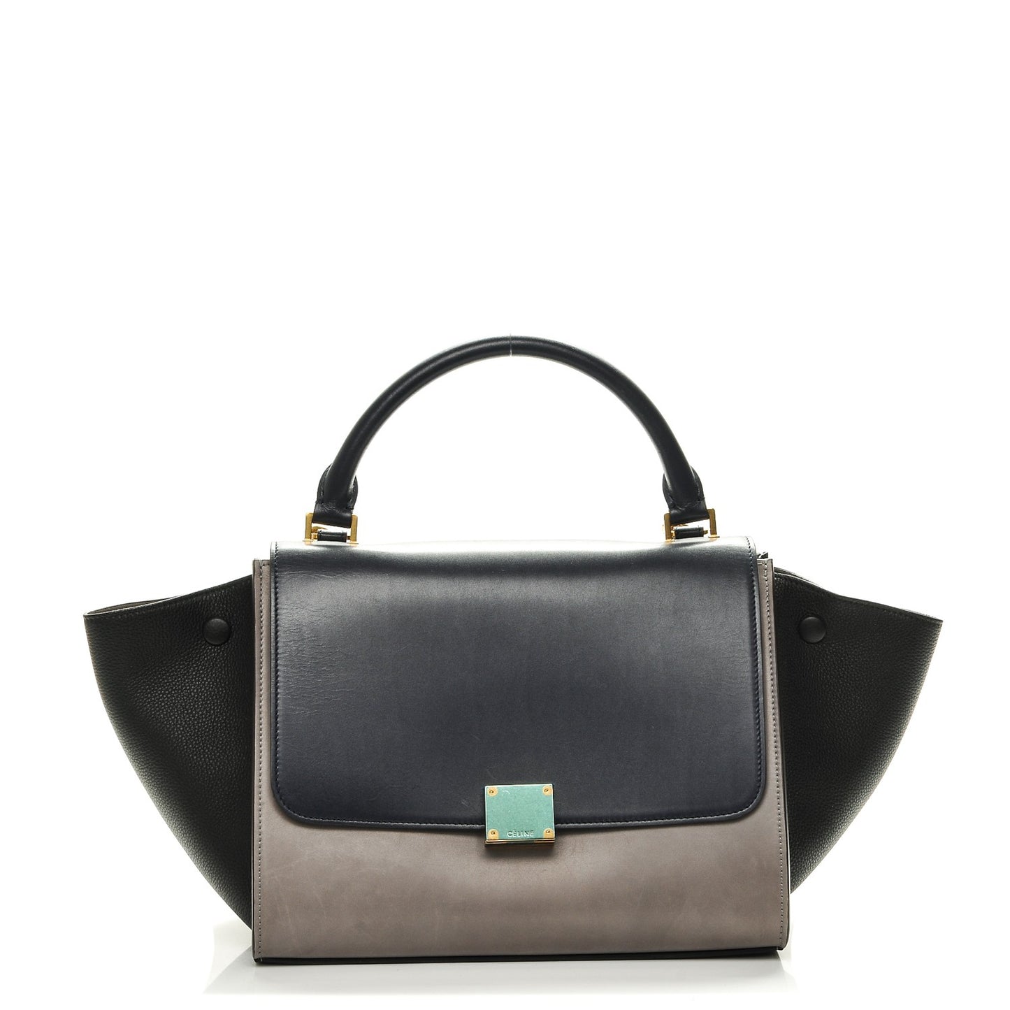 Sleek Calfskin Small Tri-Color Trapeze Dark Blue