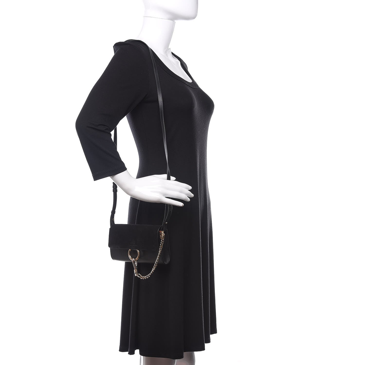 Chloe Suede Calfskin Mini Faye Shoulder Bag Black 2 of 9