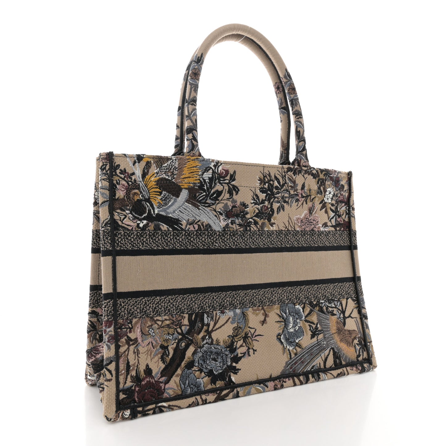 Canvas Embroidered Jardin D'Hiver Medium Book Tote Beige Multicolor