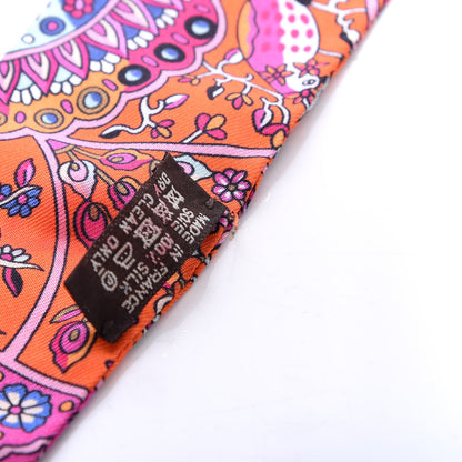 Hermes Silk Au Pays Des Oiseaux Fleurs Twilly Rose Vif Rouge Vert 5 of 5