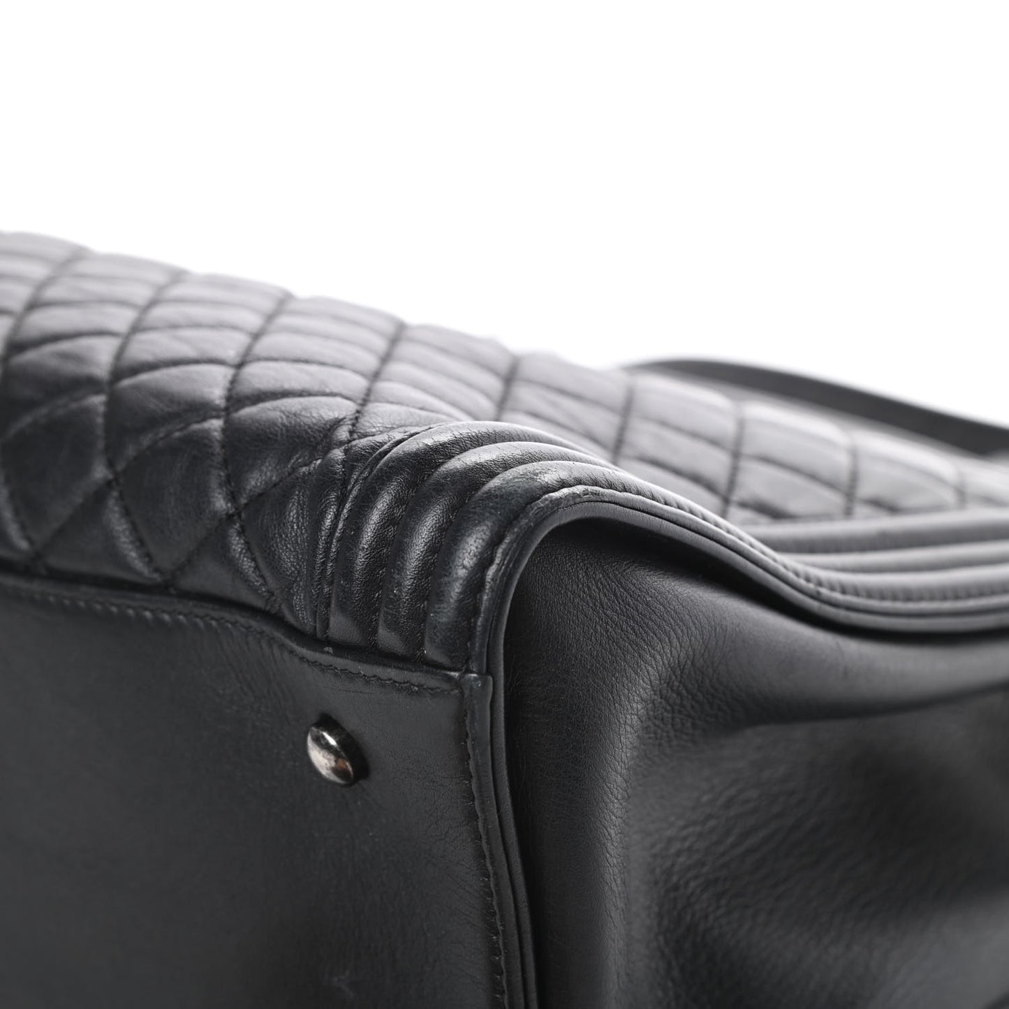 Lambskin Quilted Boy Shopping Tote Black