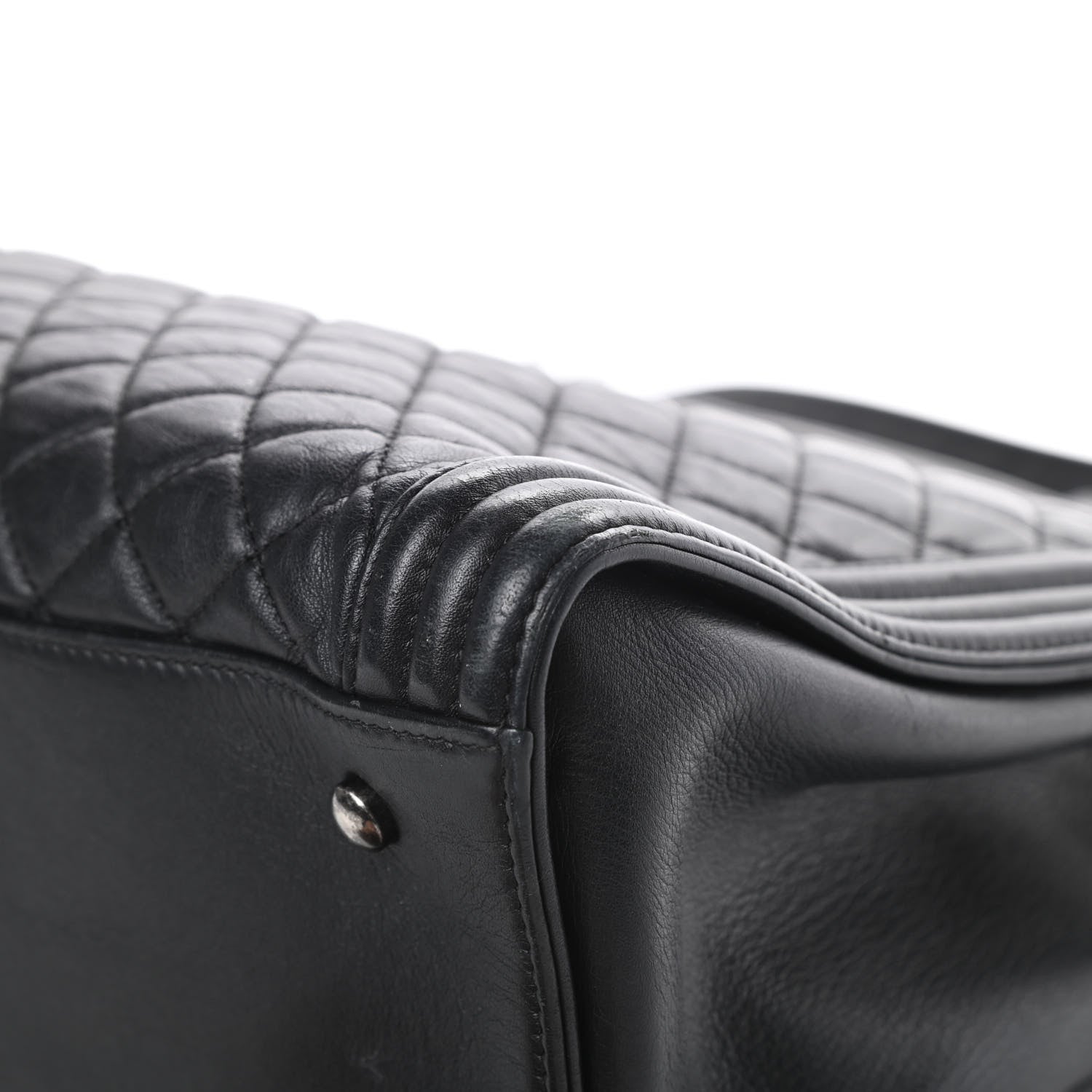 Chanel Lambskin Quilted Boy Shopping Tote Black 12 of 22