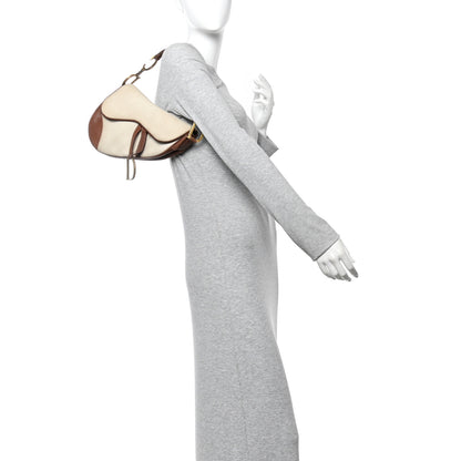 Christian Dior Canvas Calfskin Saddle Bag Beige 2 of 13