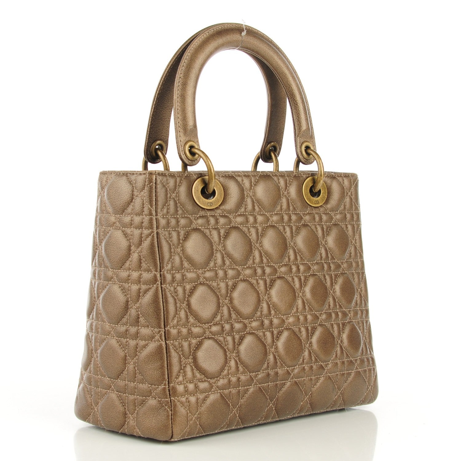 Christian Dior Metallic Lambskin Cannage Medium Lady Dior Bronze 3 of 7