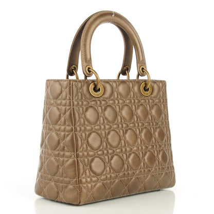 Christian Dior Metallic Lambskin Cannage Medium Lady Dior Bronze 3 of 7