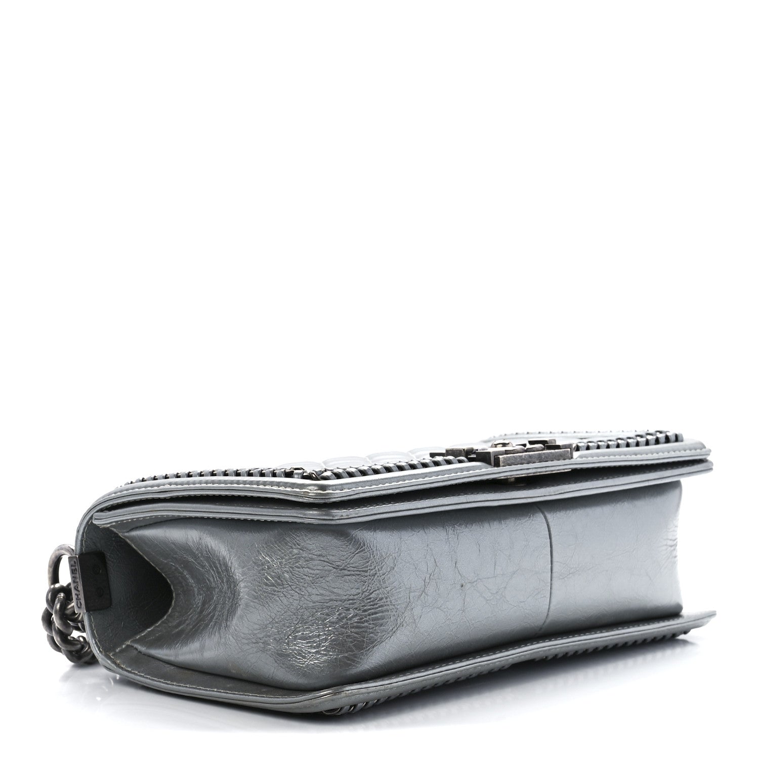 Chanel Metallic Aged Calfskin Quilted Medium Top Handle Boy Flap Silver 4 of 11