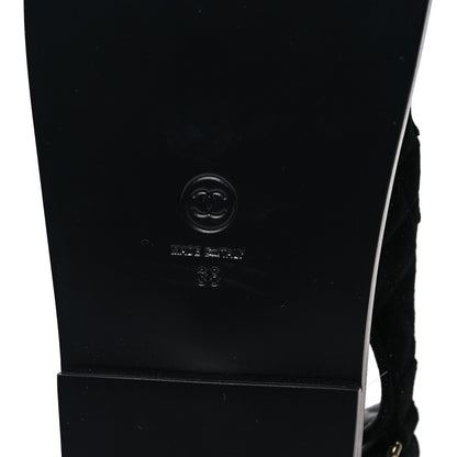 Chanel Suede Calfskin Glitter Crystal Velcro Dad Sandals 38 Black 6 of 9