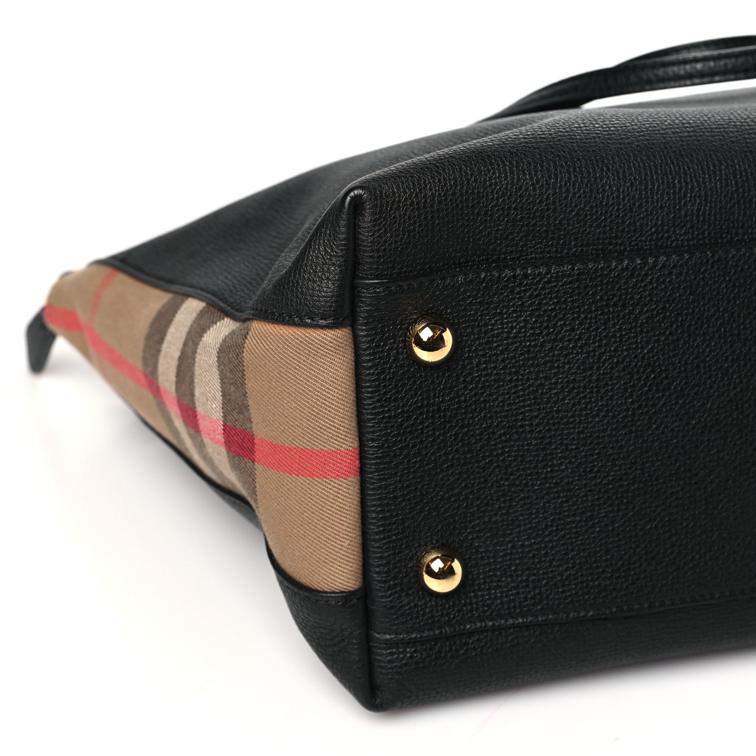 Burberry Derby Calfskin House Check Medium Welburn Tote Black 8 of 9