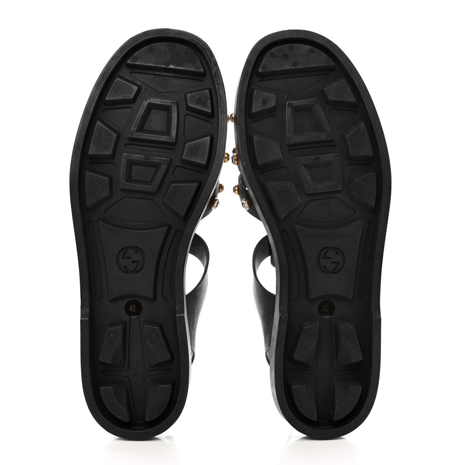 Gucci Rubber Crystal Womens Buckle Strap Sandals 40 Black 5 of 8