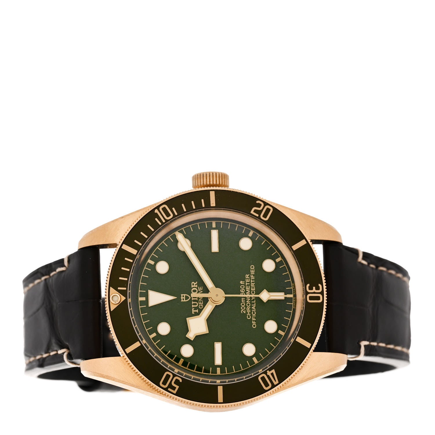 TUDOR 18K Yellow Gold Alligator 39mm Black Bay Fifty Eight Automatic Watch Green 79018V 2 of 5