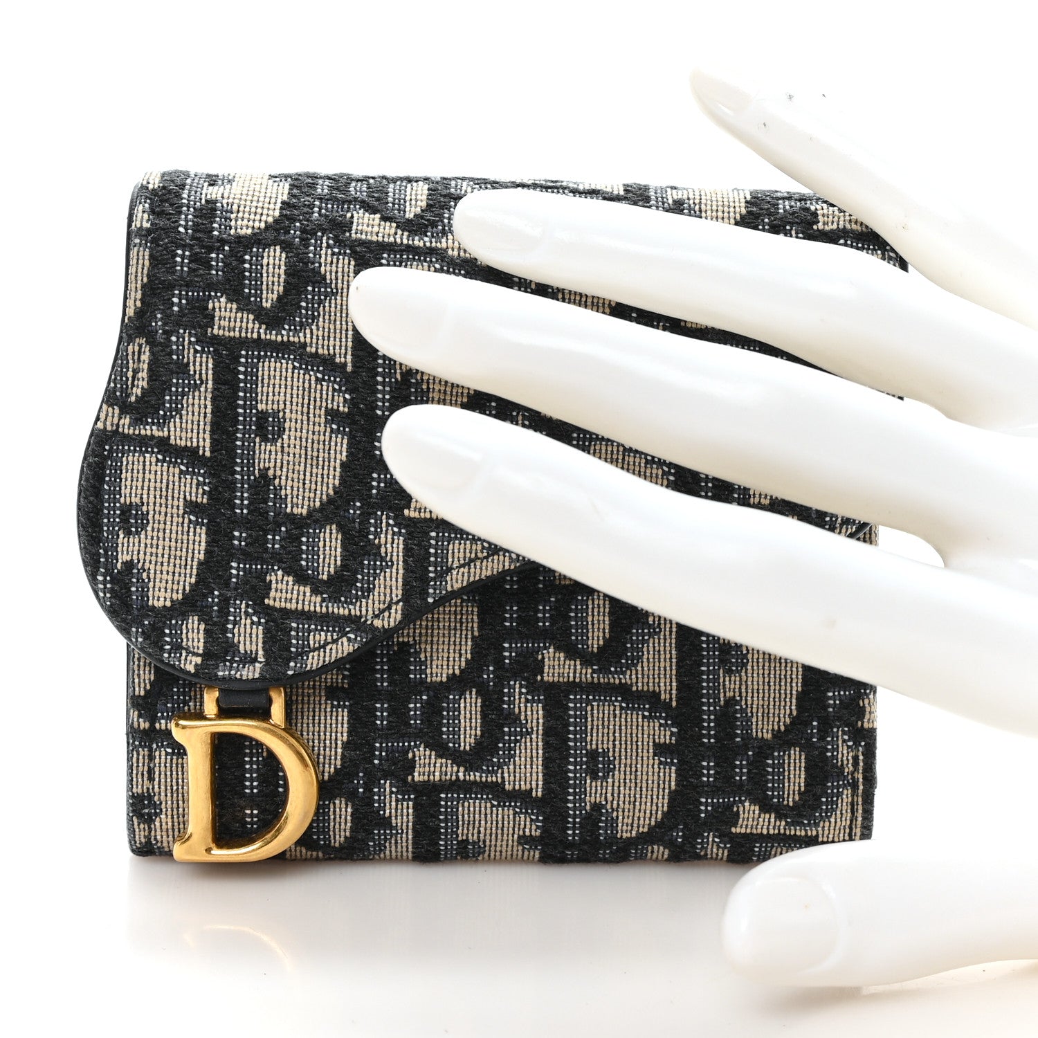 Christian Dior Oblique Saddle Card Holder Blue 2 of 7