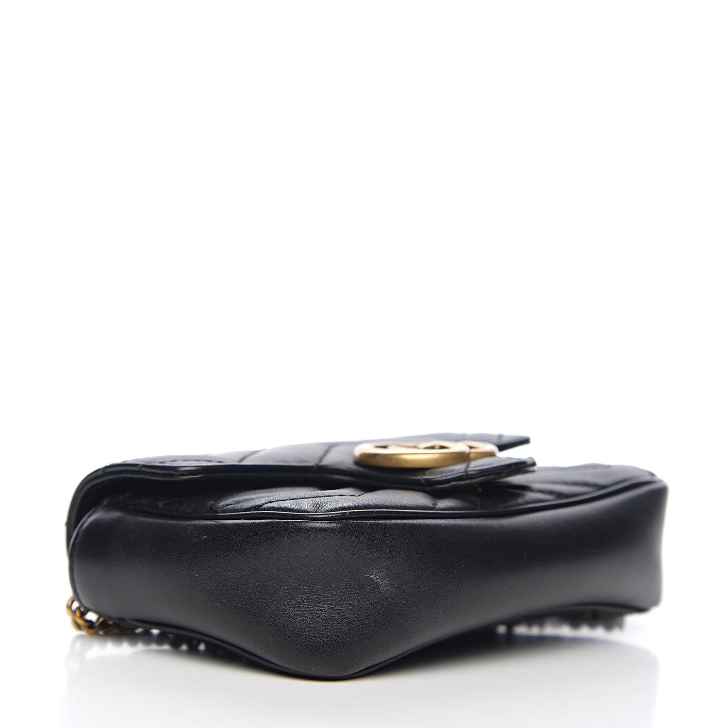 Gucci Calfskin Matelasse Super Mini GG Marmont Shoulder Bag Black 3 of 13