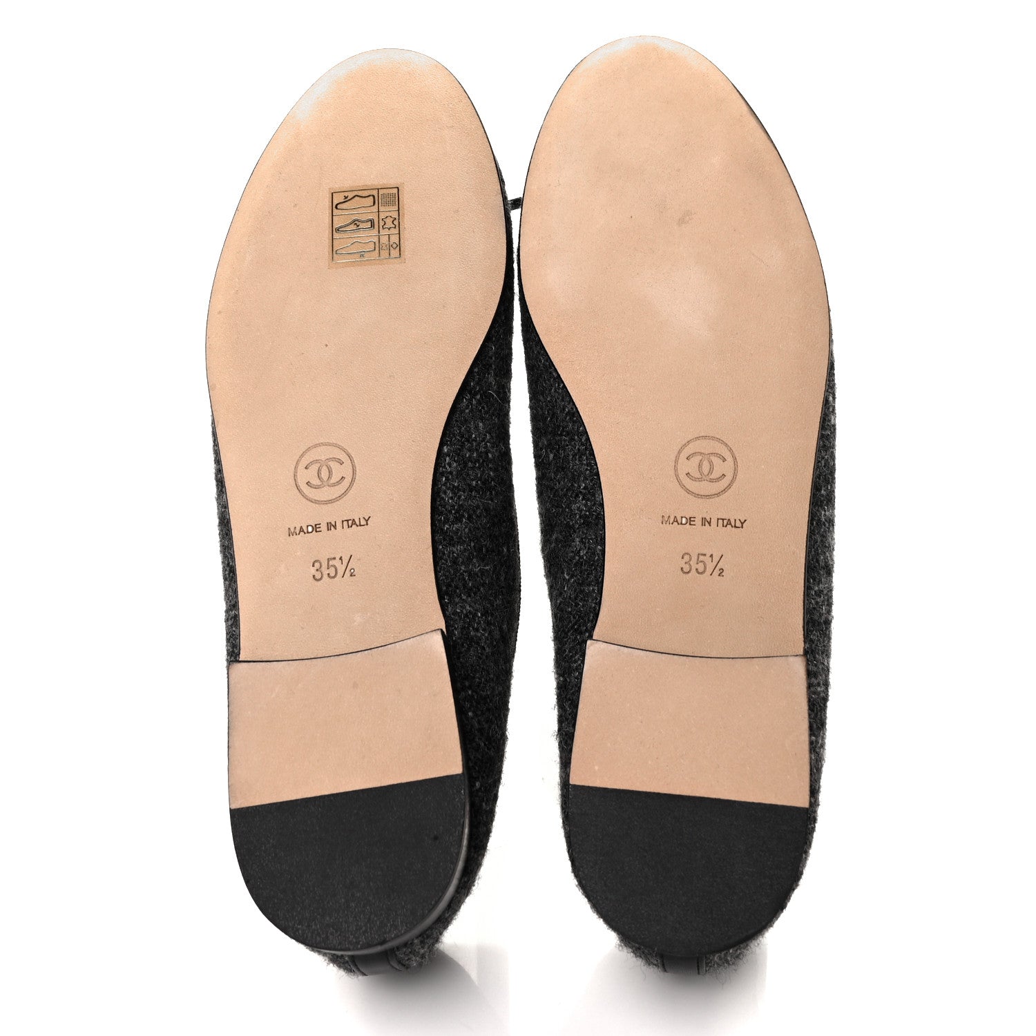 Chanel Tweed Grosgrain Cap Toe Ballerina Flats 35.5 Dark Grey Black 5 of 9