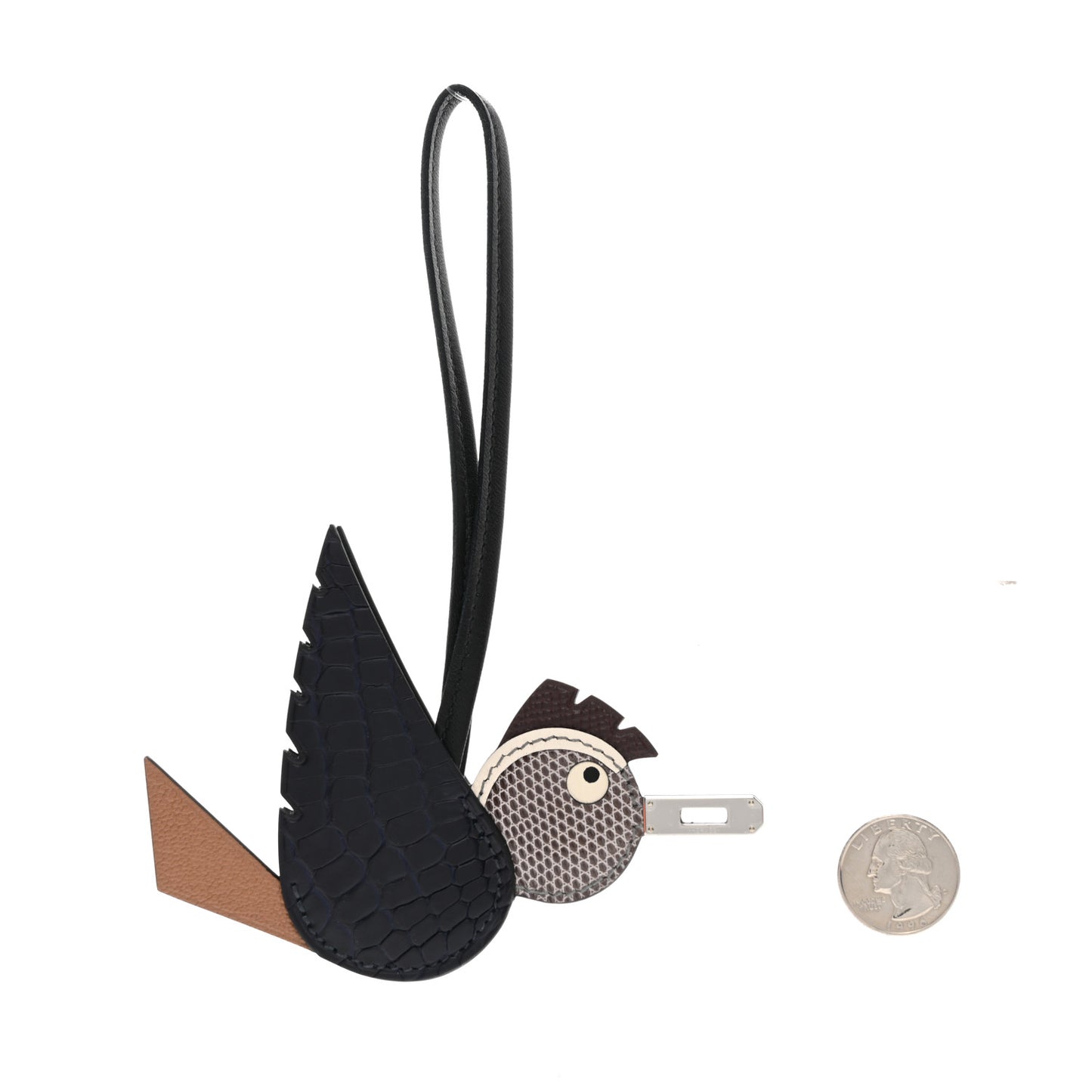 Epsom Swift Alligator Lizard Birdy Bag Charm Bleu Marine Chai Chocolate Black