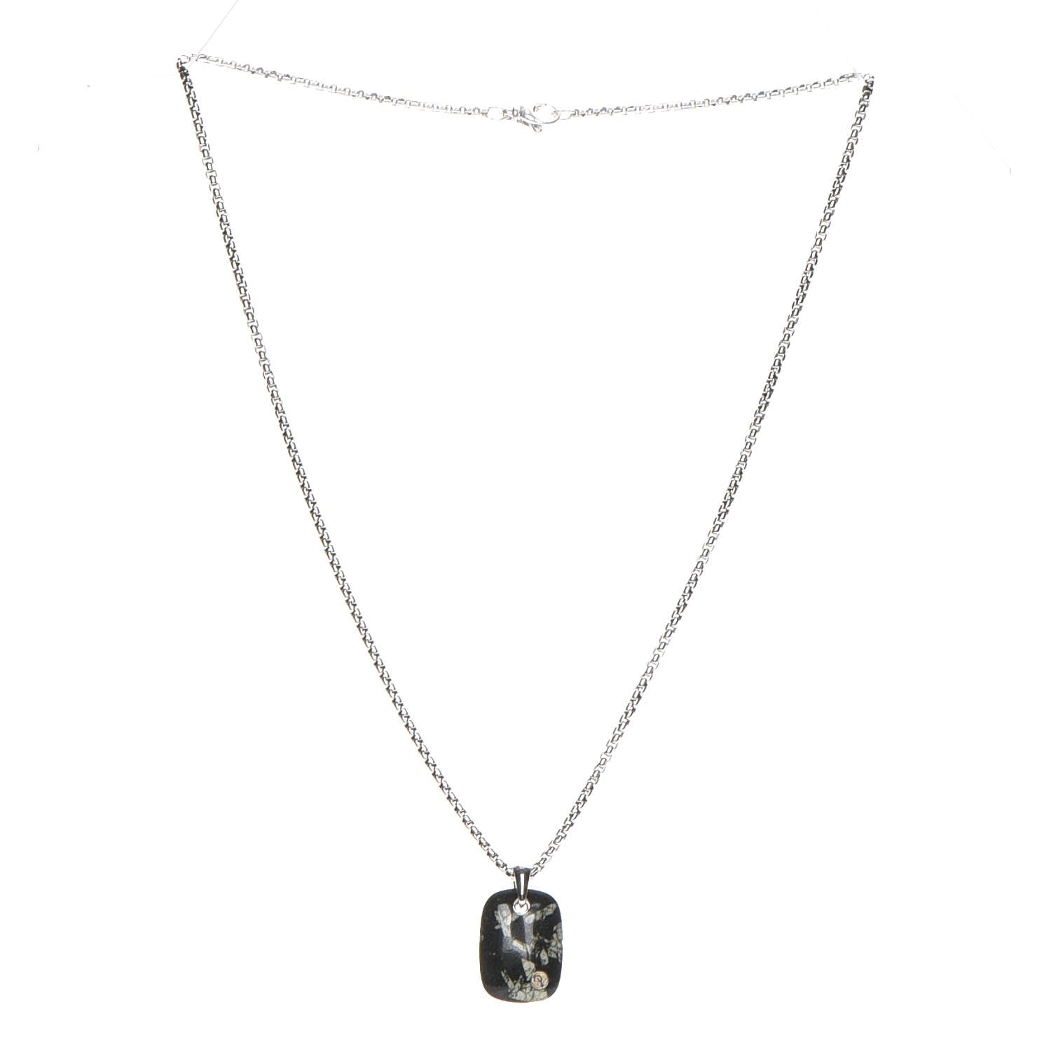 David Yurman Sterling Silver 25mm Exotic Stone Tablet Necklace 3 of 6