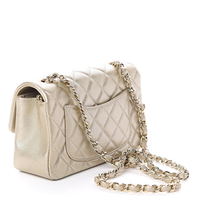 Chanel Metallic Caviar Quilted Mini Rectangular Flap Gold 2 of 8