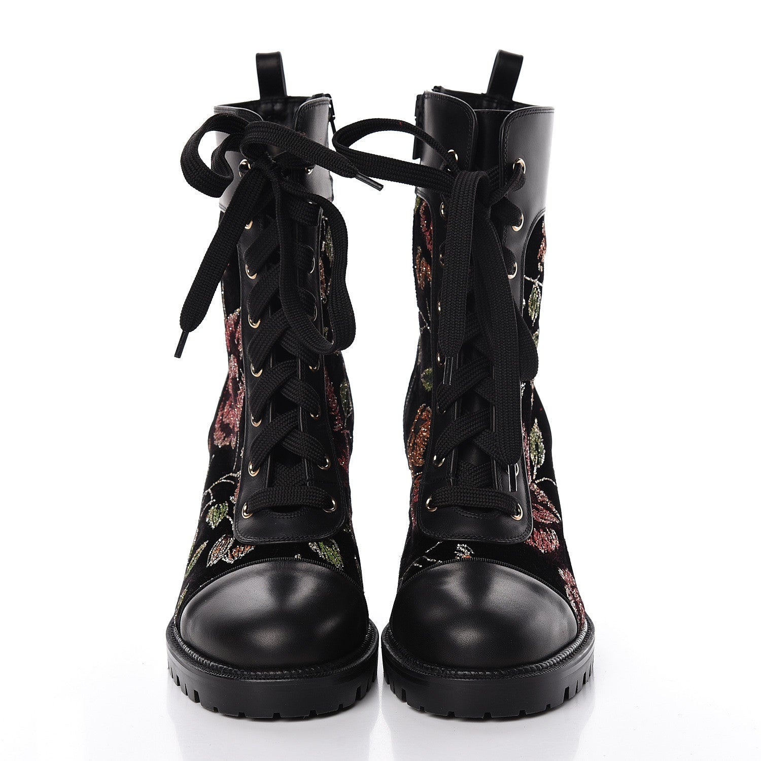 Christian Louboutin Velvet Floral Embroidered TS Croc 70 Boots 38.5 Black 2 of 8